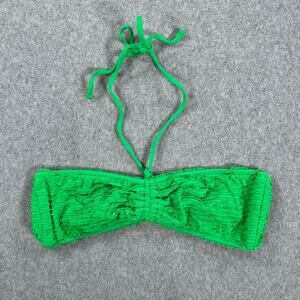 Ralph Lauren Green Ruffle Bandeau Bikini Top Women's Large Neck Tie Swimsuit